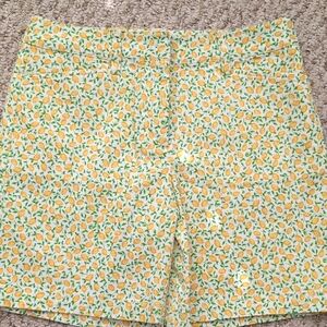 NWOT Lands End Yellow and Green Lemon Print Chino Shorts 7 In